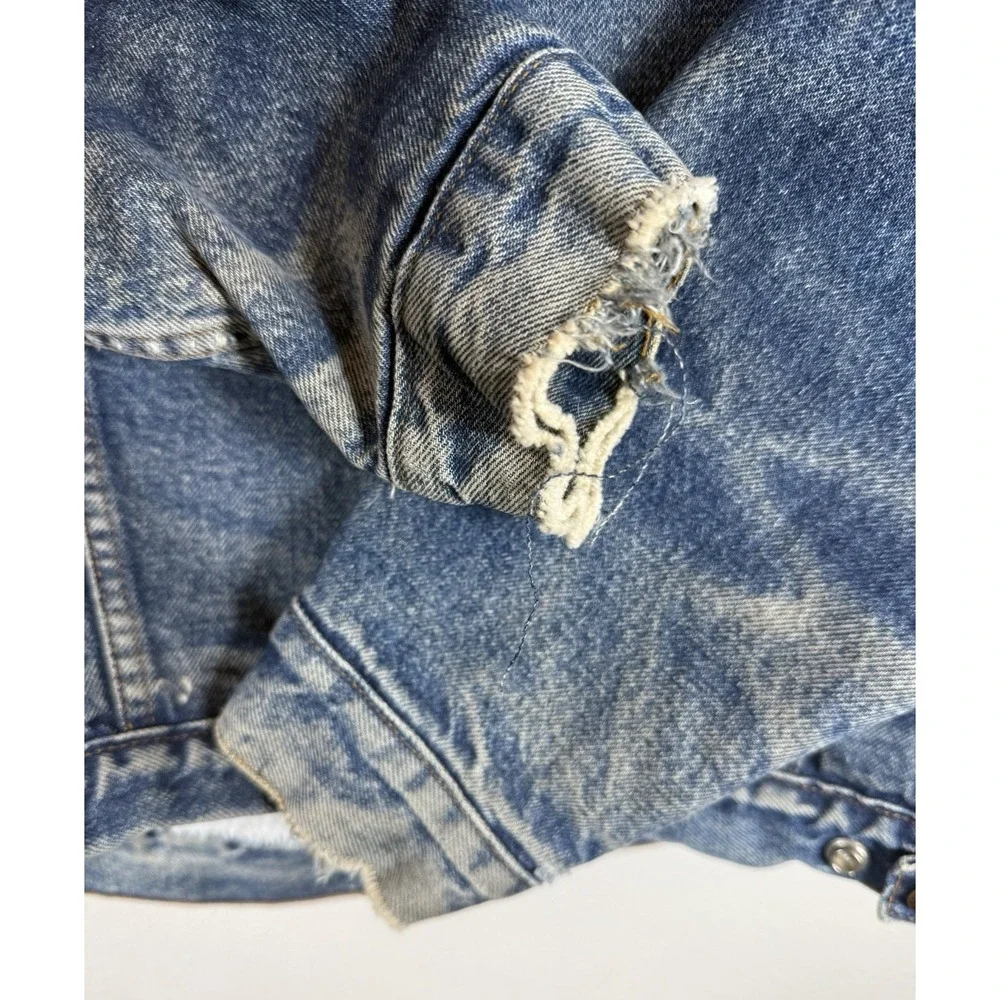 Vtg 80's LEVIS Men's Sherpa Lined Jacket San Francisco Acid Wash Denim Coat Sz L
